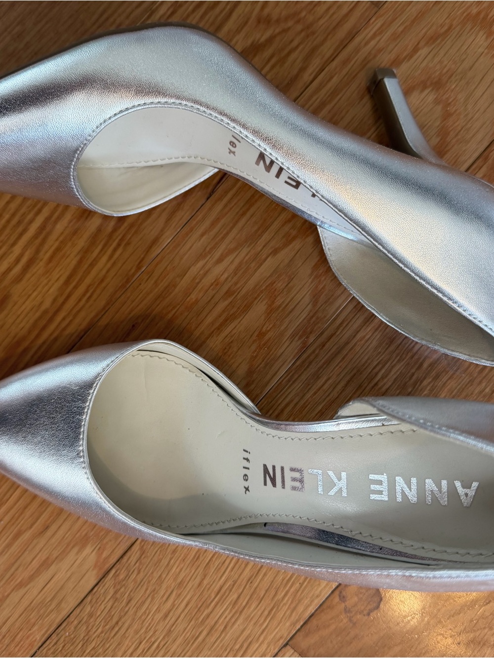 Anne Klein Metallic Silver Pointed-Toe Pumps